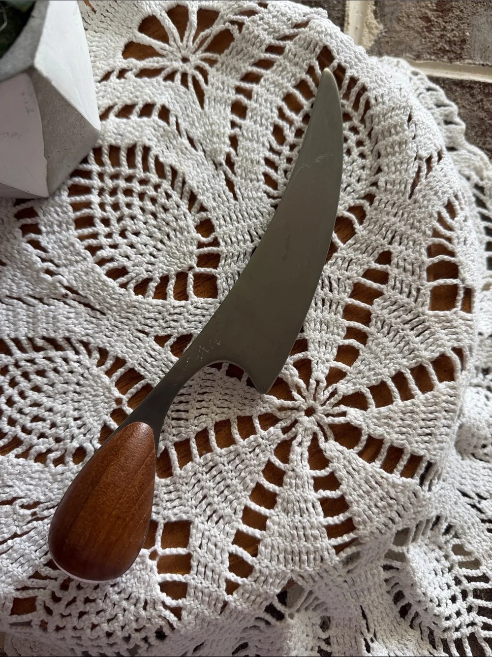 Vintage Dansk Wood-Handled Cheese Knife - Brown and Silver